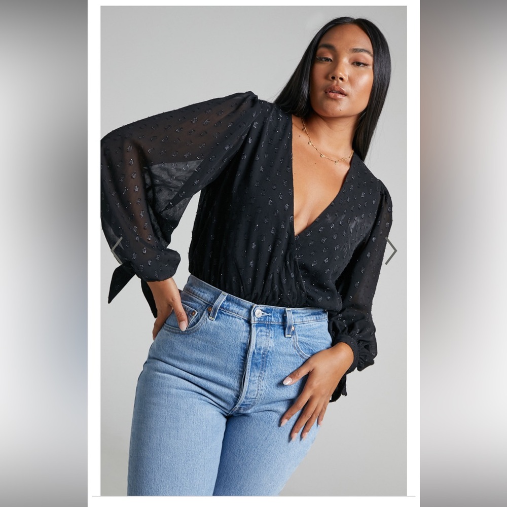 AGUSTHA BODYSUIT - WRAP FRONT BODYSUIT IN BLACK